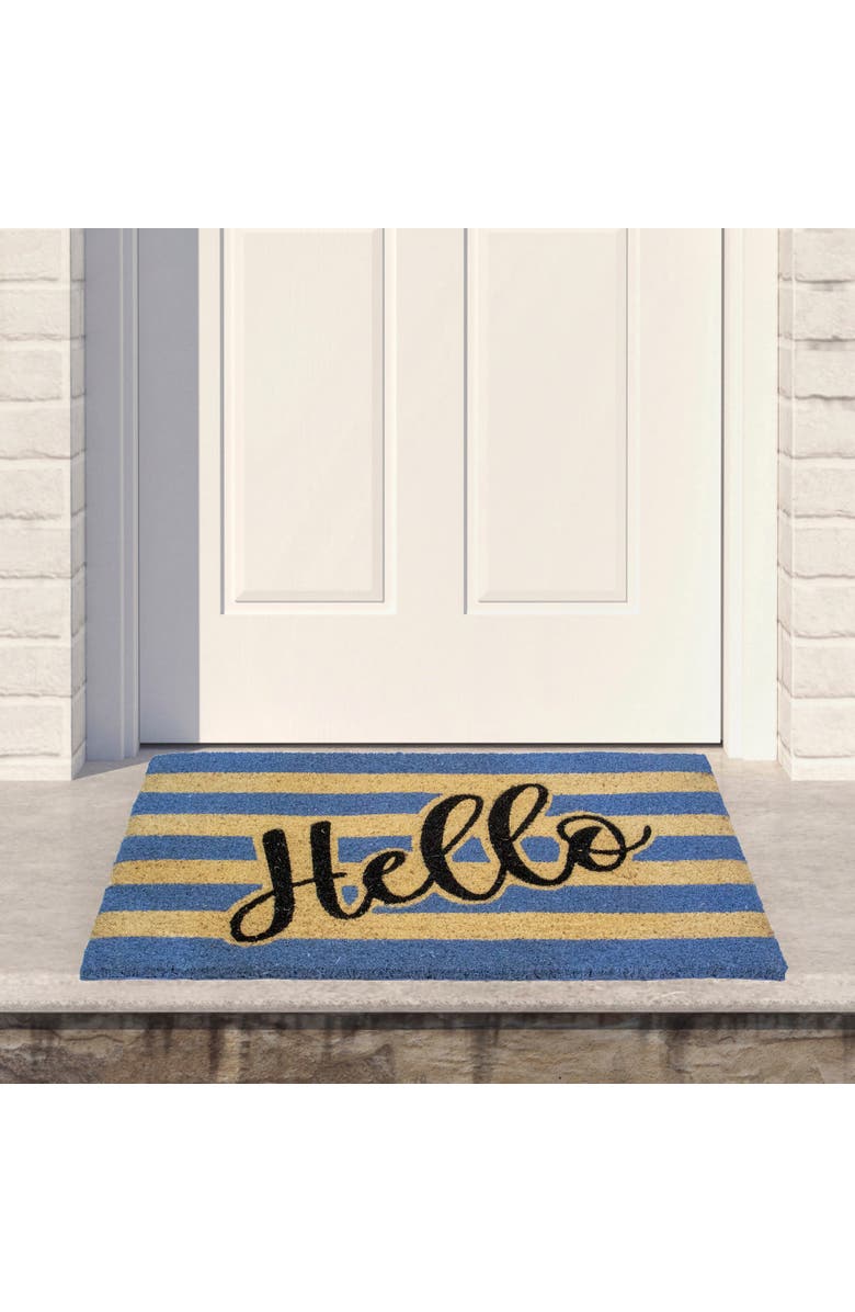 Northlight Natural Coir "Hello" Outdoor Rectangular Doormat 18" x 30", Alternate, color, Yellow
