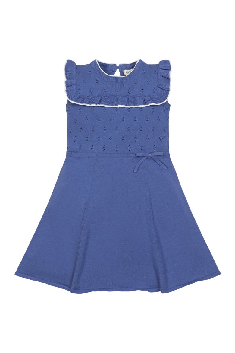 Baby Girls' Organic Ruffle Yoke Sweater Dress, Infant, Main, color, Medium Blue