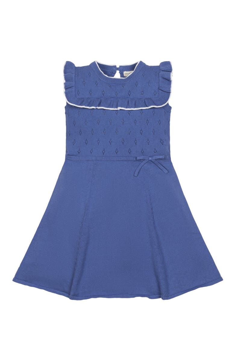 Hope & Henry Baby Girls' Organic Ruffle Yoke Sweater Dress, Infant, Main, color, 