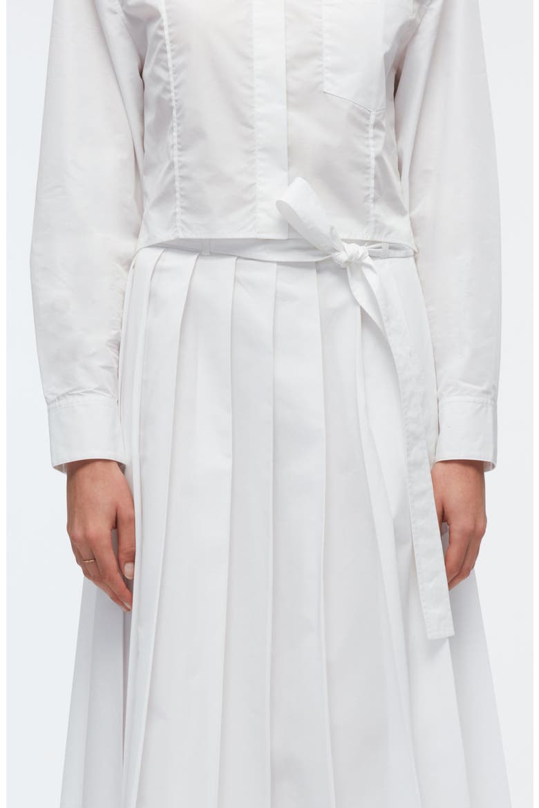Knife Pleat Belted Midi Skirt, Alternate, color, WHITE