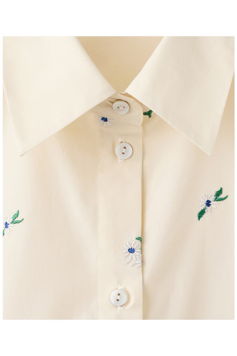 Ditsy Floral Embroidered Button-Up Cotton Shirt, Alternate, color, PASTEL YELLOW