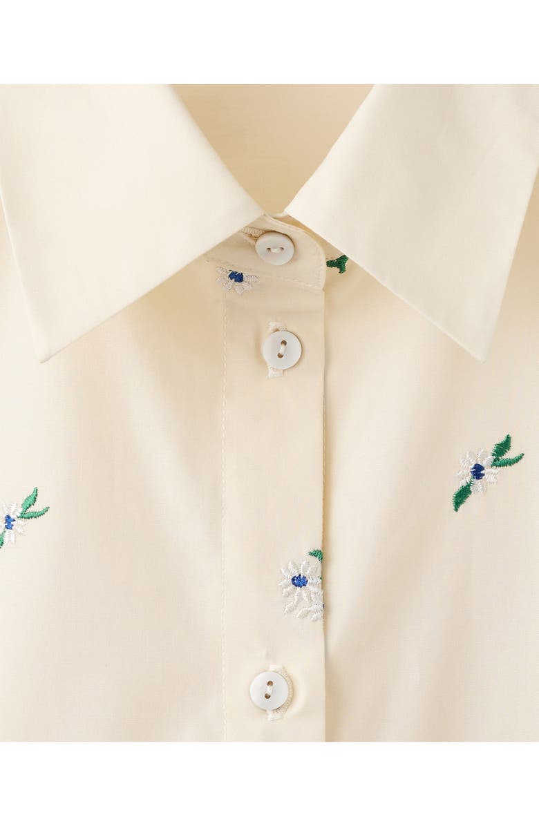 MANGO Ditsy Floral Embroidered Button-Up Cotton Shirt, Alternate, color,