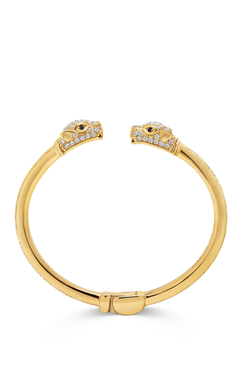 Gold CZ Feminine Panther Bangle