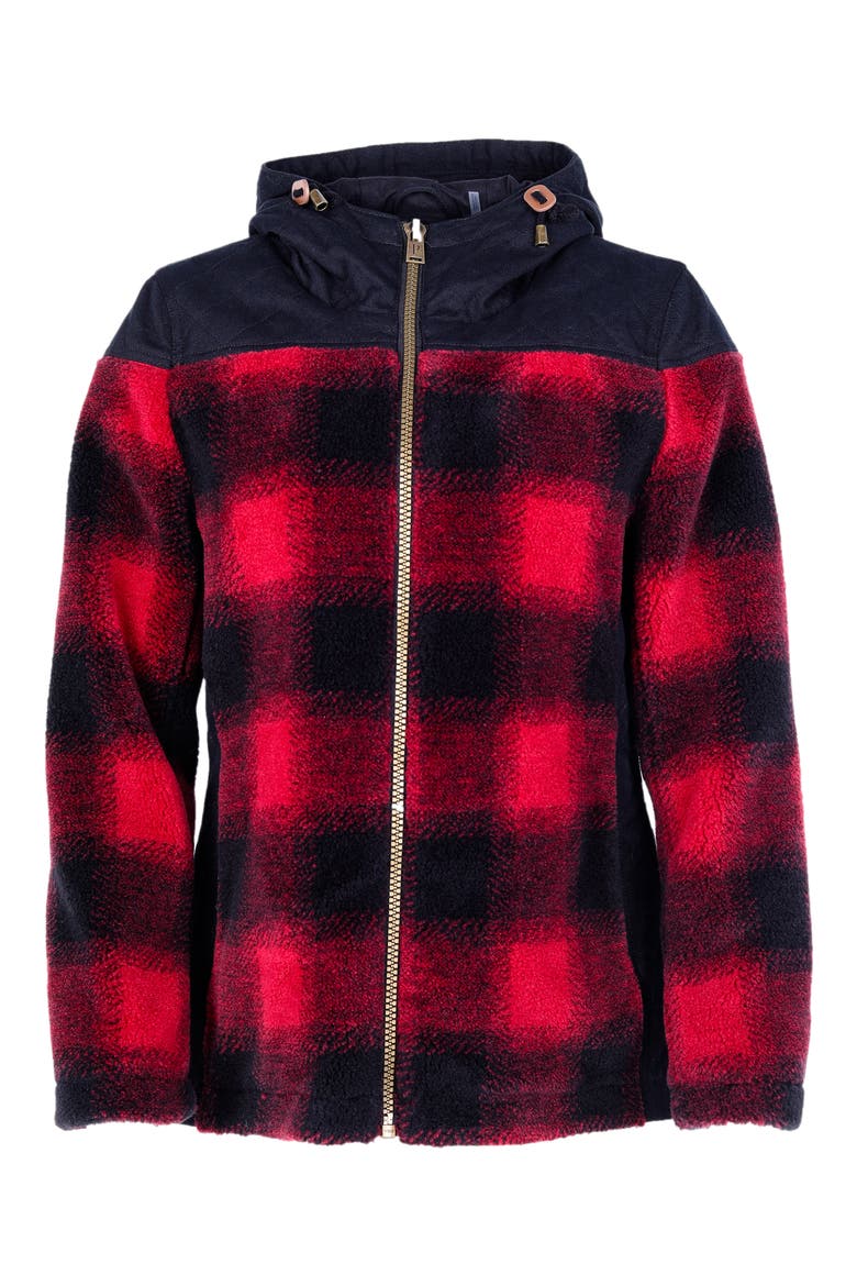 Chico Water Resistant Hooded Fleece Jacket, Main, color, RED BUFF