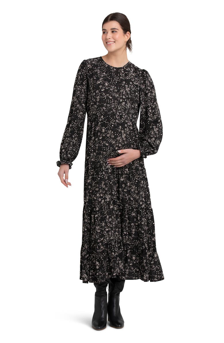 Ripe Maternity Trixie Long Sleeve Tiered Maternity Dress, Alternate, color,