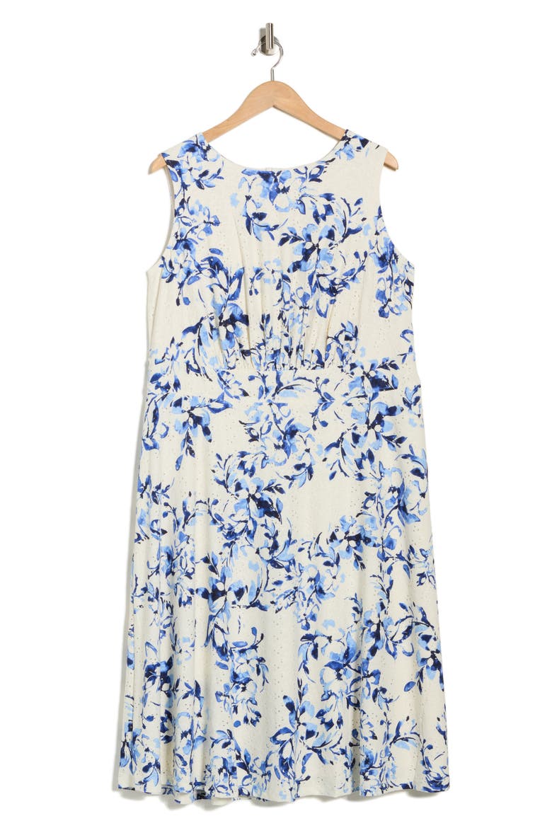 Sleeveless Midi Dress, Main, color, IVORY/ BLUE