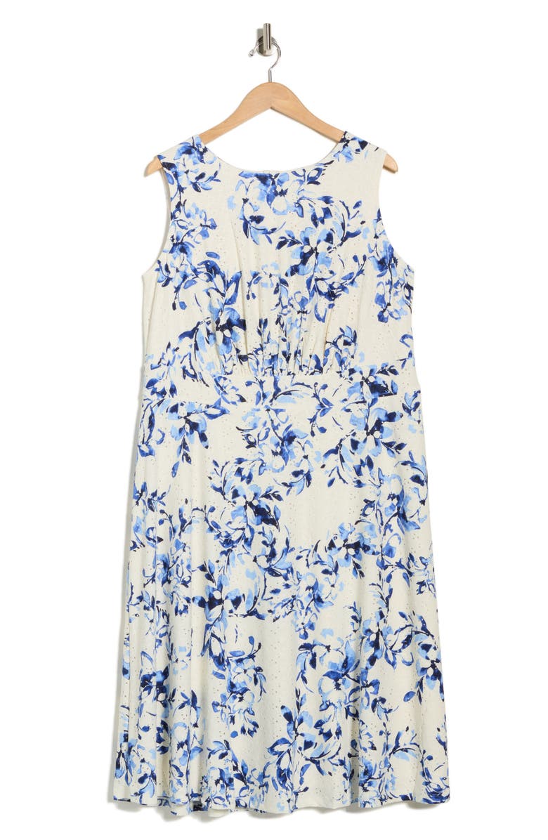 London Times Sleeveless Midi Dress, Main, color, Ivory/ Blue