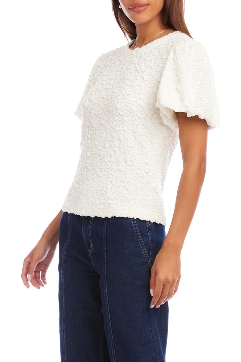 Puff Sleeve Textured Top, Alternate, color, WHITE