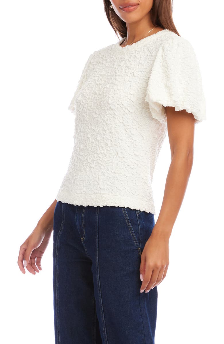 Karen Kane Puff Sleeve Textured Top, Alternate, color, White