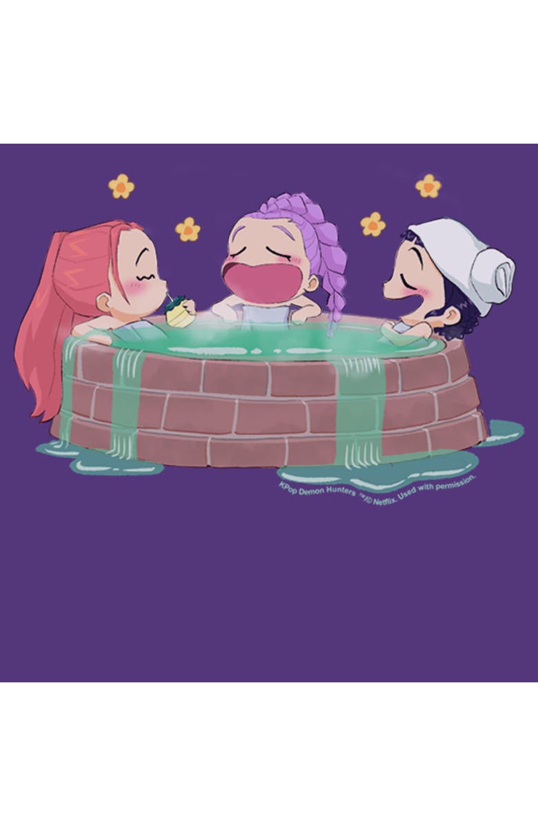 KPop Demon Hunters Men's KPop Demon Hunters Rumi, Mira and Zoey Relaxing Graphic T-Shirt, Alternate, color, Purple