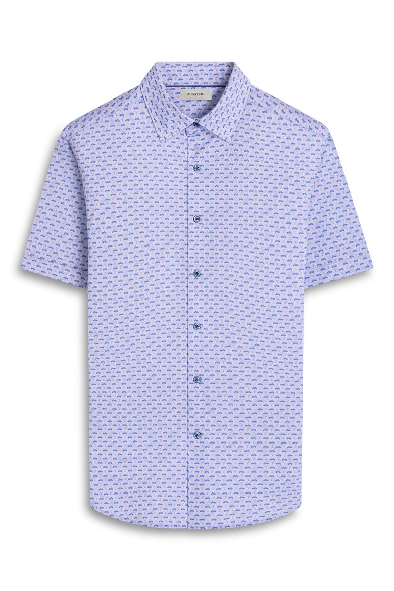 Miles OoohCotton® Motorcycle Print Short Sleeve Button-Up Shirt, Alternate, color, PEACOCK