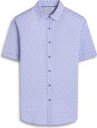 Bugatchi Miles OoohCotton® Motorcycle Print Short Sleeve Button-Up Shirt