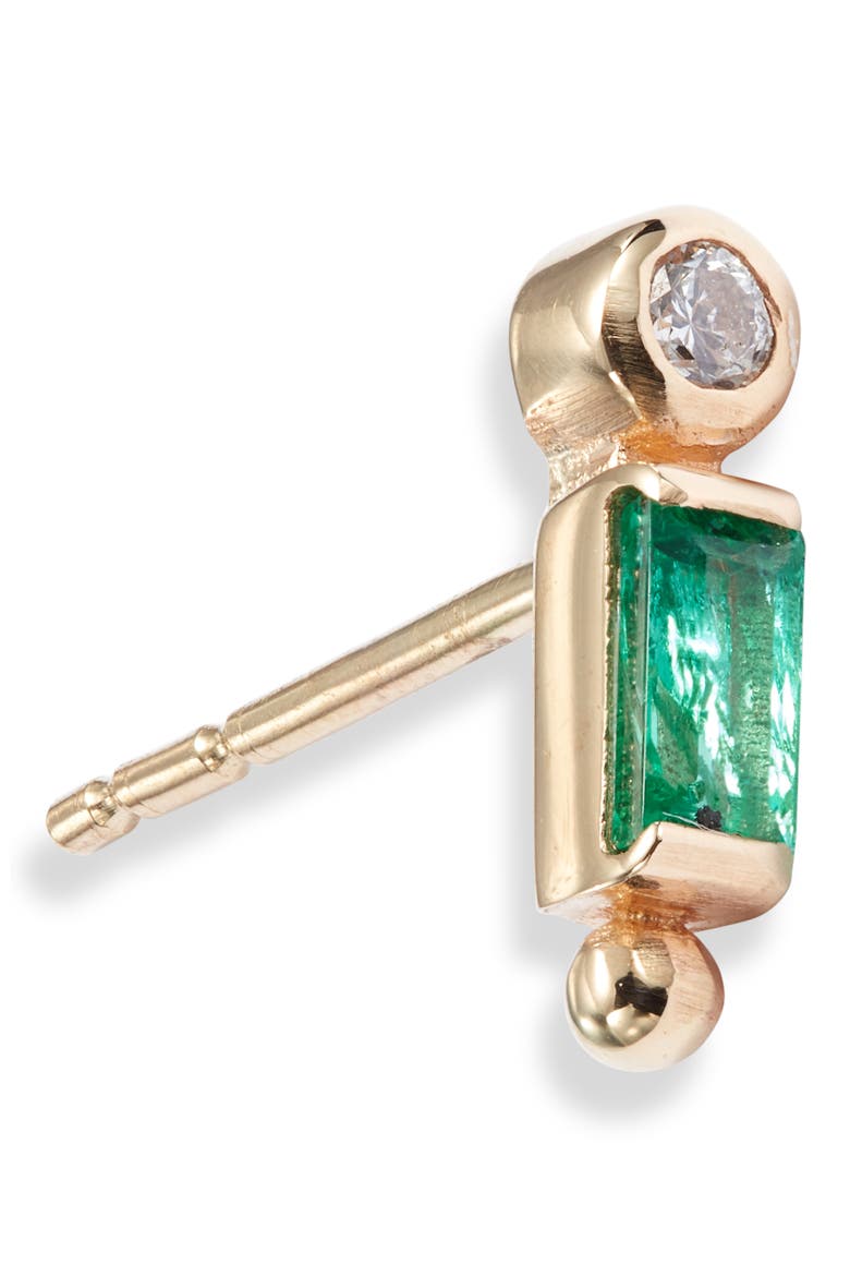 Cléo Emerald Baguette & Diamond Stud Earrings, Alternate, color, GREEN