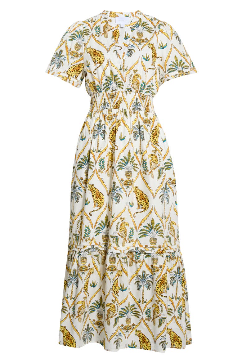 Belraj Tiered Cotton Poplin Maxi Dress, Alternate, color, WHITE-CAMEL
