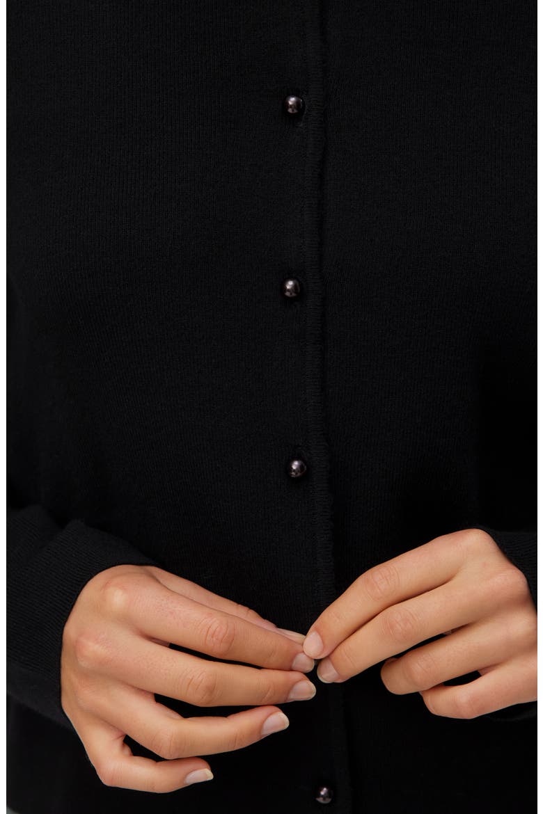 Kristi Faux Pearl Button Cardigan, Alternate, color, BLACK