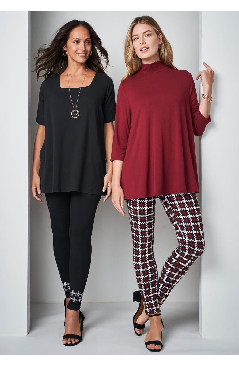 Jessica London Mockneck Swing Tunic, Alternate, color, Emerald Green