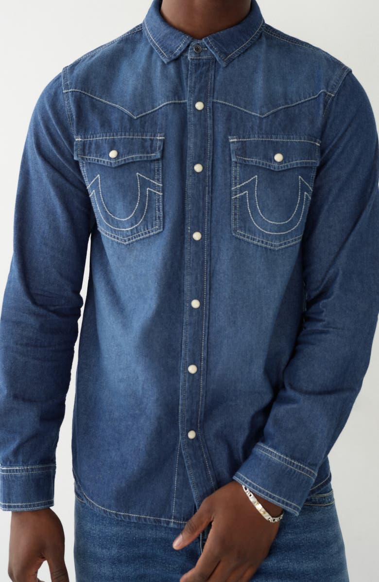 True Religion Western Chambray Shirt, Main, color,