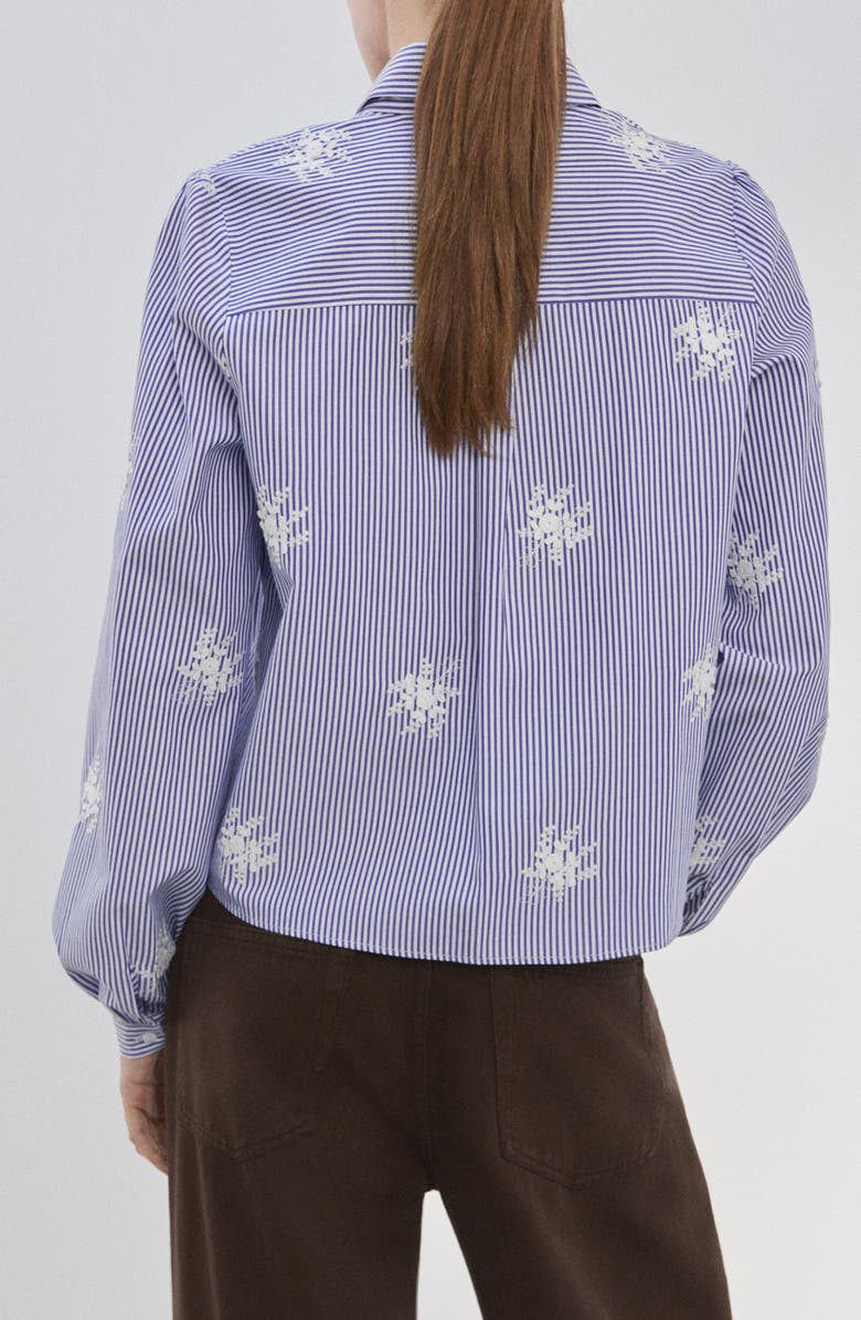 MANGO Embroidered Stripe Shirt, Alternate, color, Sky Blue