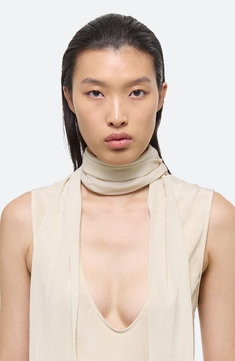 Sleeveless Silk Top with Scarf