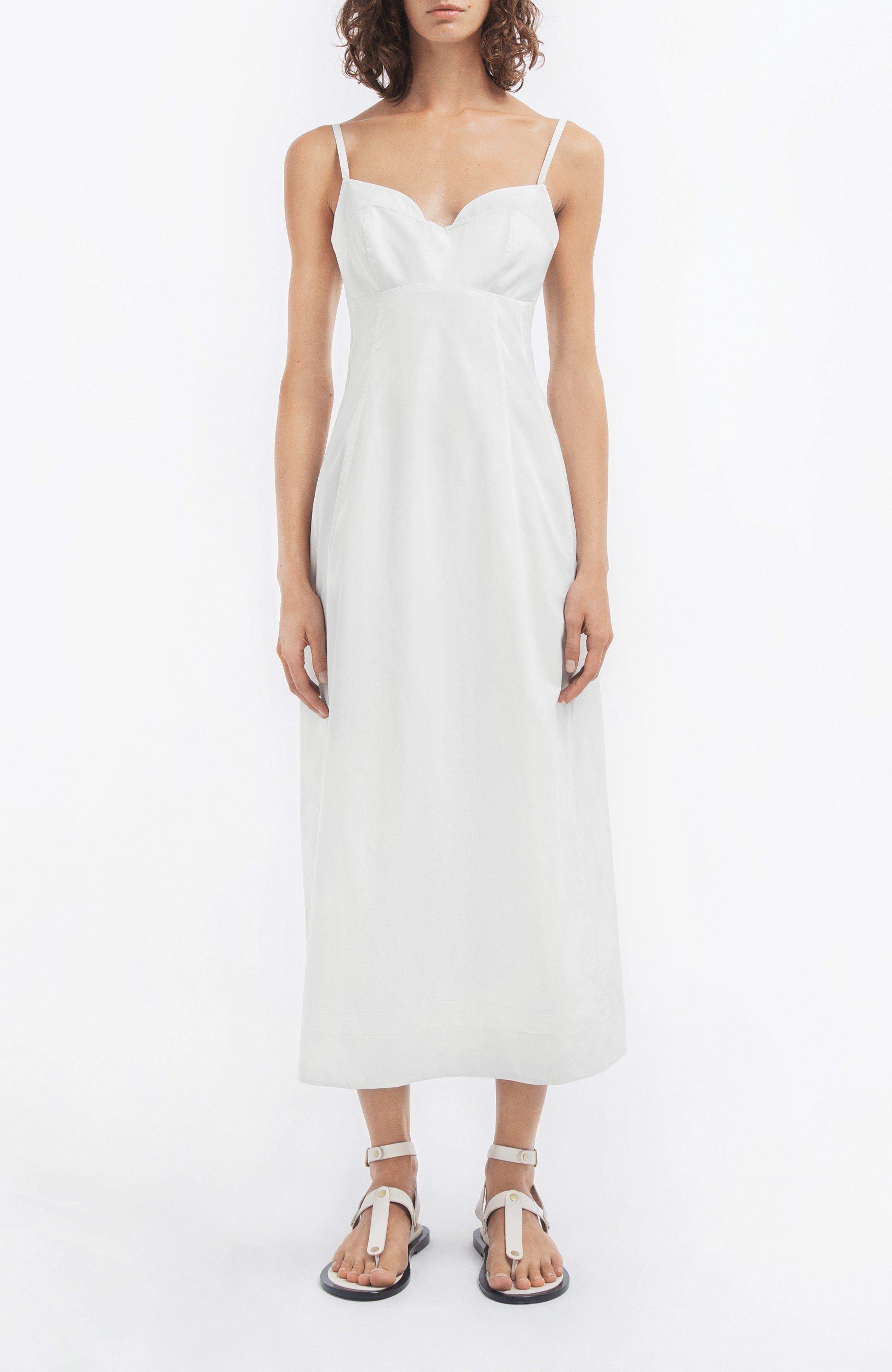 Bustier Midi Dress in Cotton Sateen - image 3