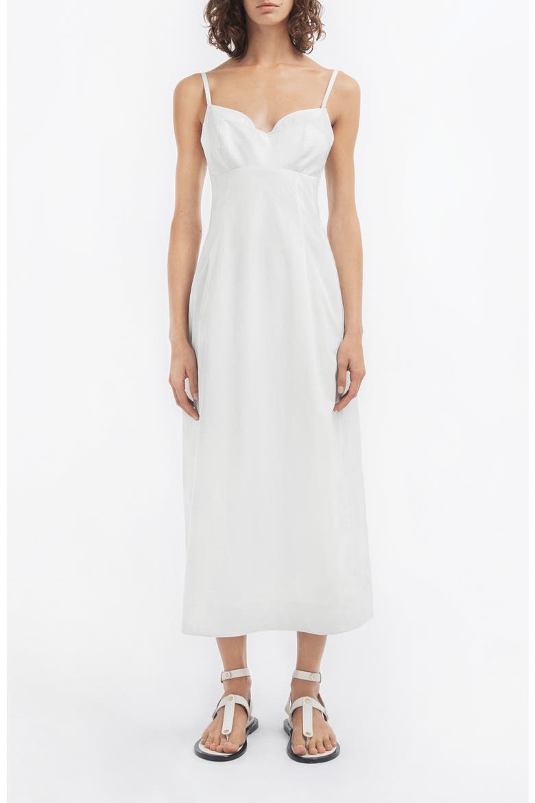 Bustier Midi Dress in Cotton Sateen, Main, color, White