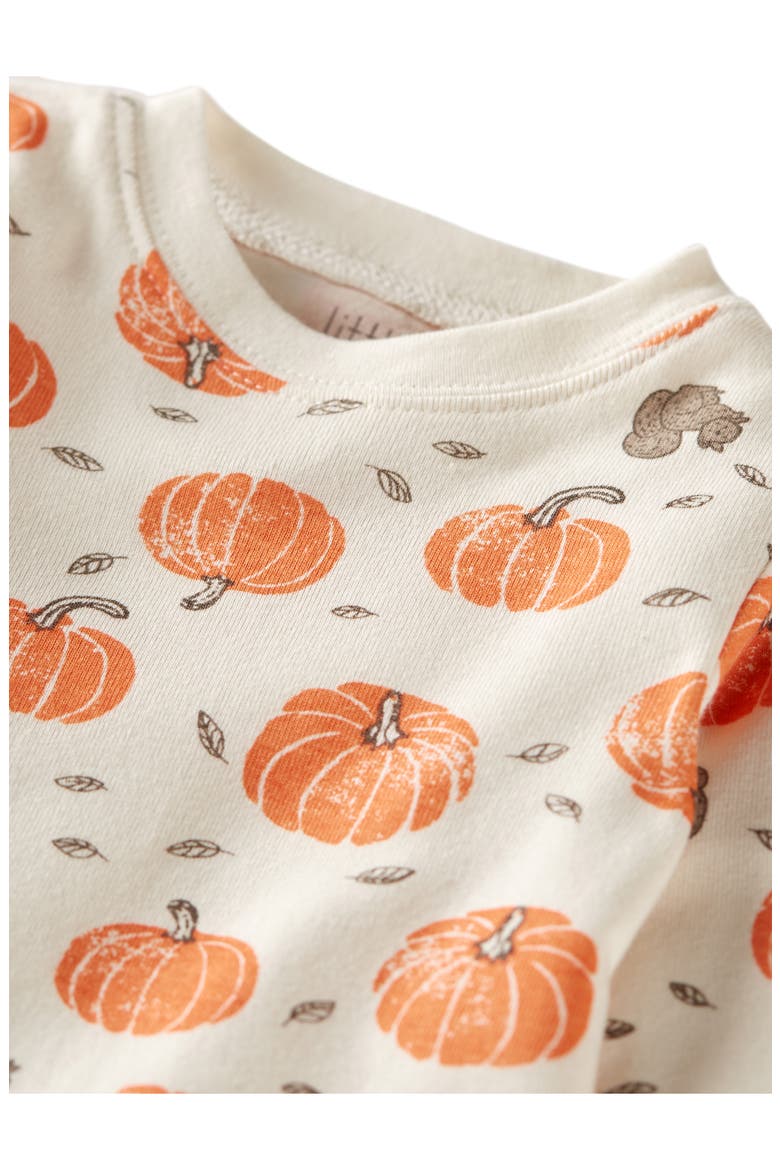 Print Fitted Organic Cotton Two-Piece Pajamas, Alternate, color, LP PUMPKIN