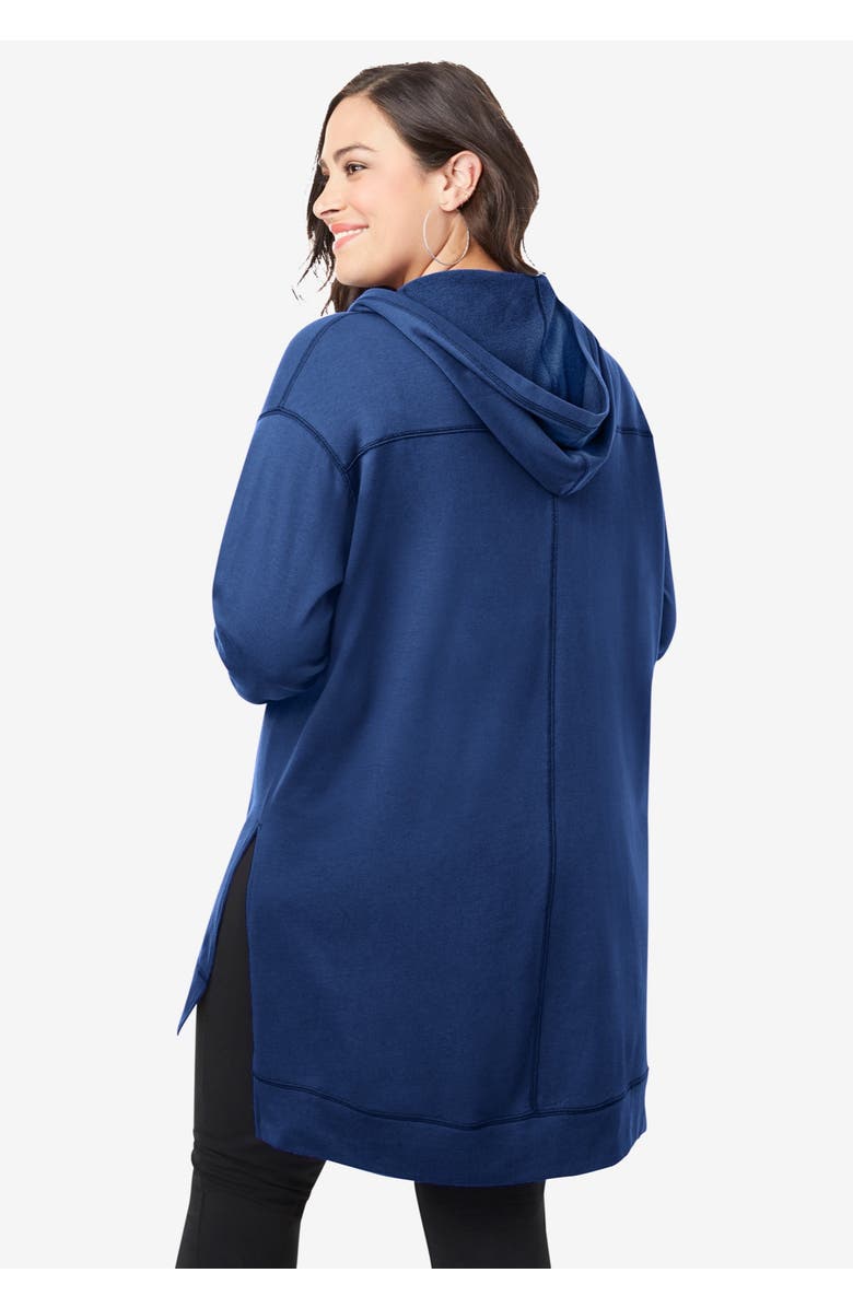 Roaman's French Terry Tunic Hoodie, Alternate, color, Black