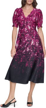 DKNY Abstract Print A-Line Dress