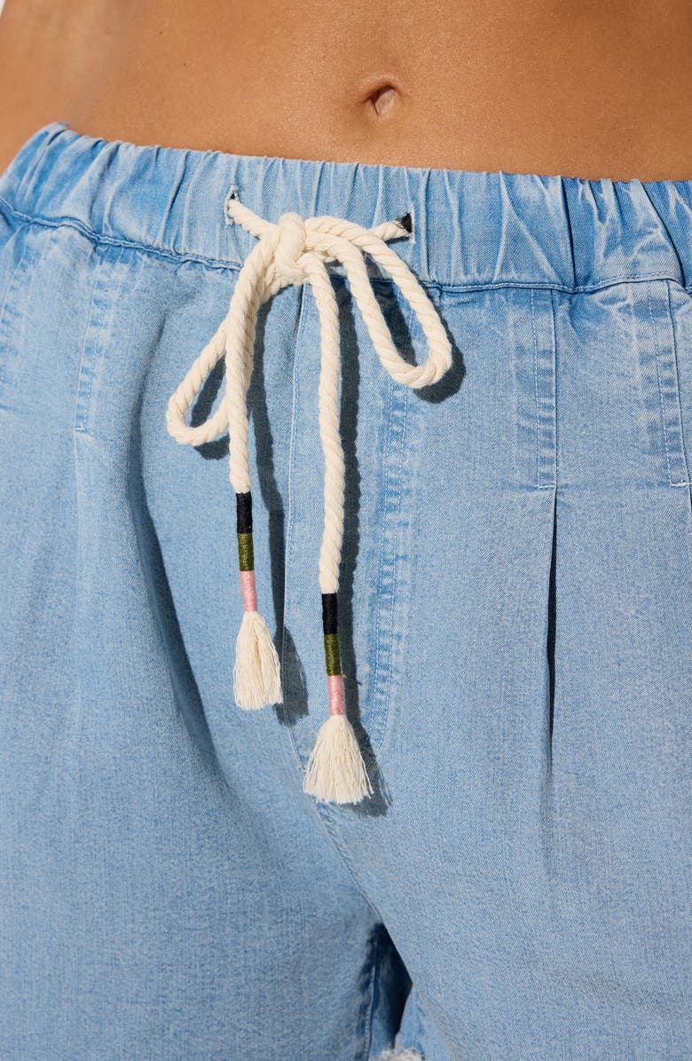 Spiritual Gangster Meadow Pleated Chambray Shorts, Alternate, color, Sunbleache