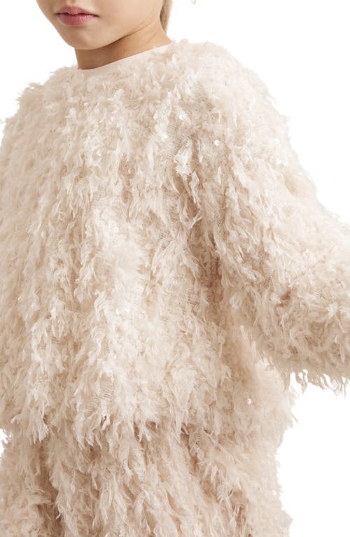 Reiss Ivory Feather-effect Woven Top 9-13 In Neutral