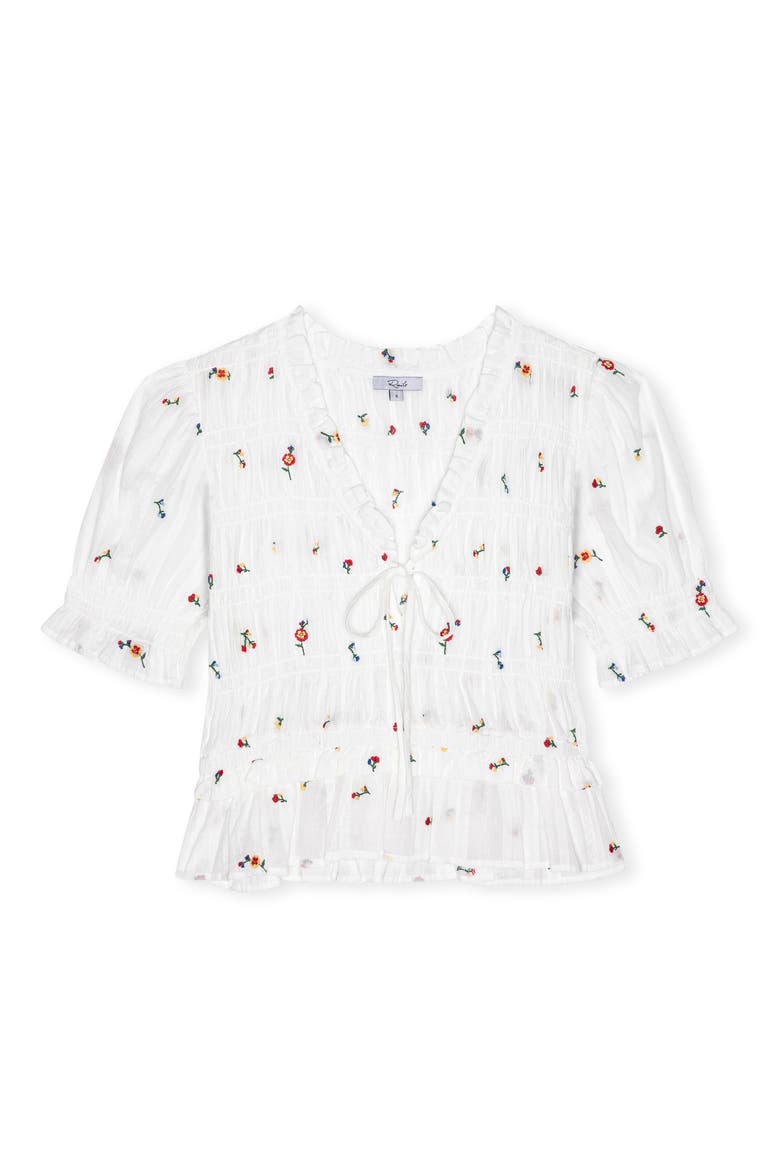 Fontaine Floral Smocked Cotton Top, Alternate, color, WHITE WILDFLOWERS