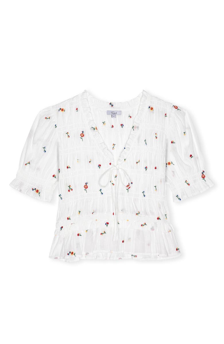 Rails Fontaine Floral Smocked Cotton Top, Alternate, color, White Wildflowers