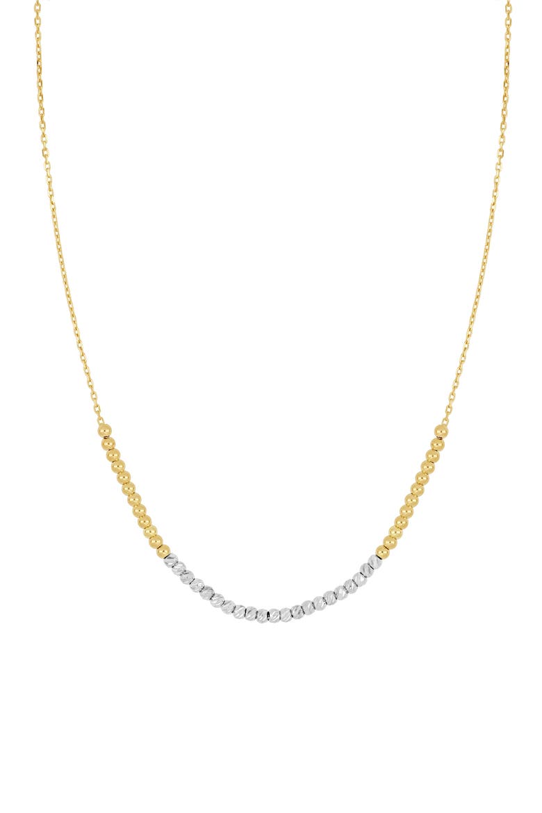 14K Gold Beaded Chain Necklace, Main, color, 14K WHITE YELLOW GOLD