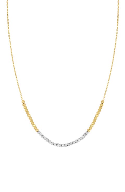 14K Gold Beaded Chain Necklace