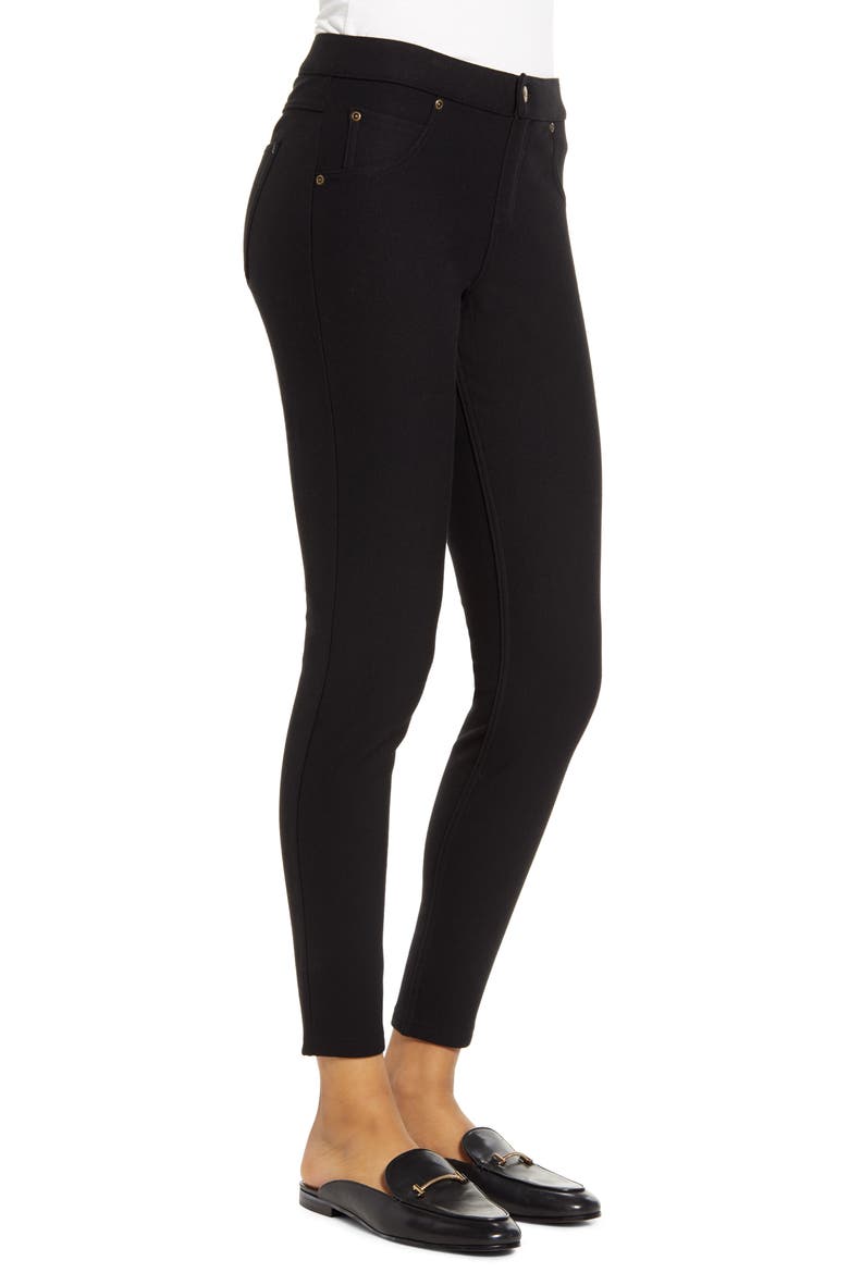 Fleece Lined Denim Leggings, Alternate, color, BLACK