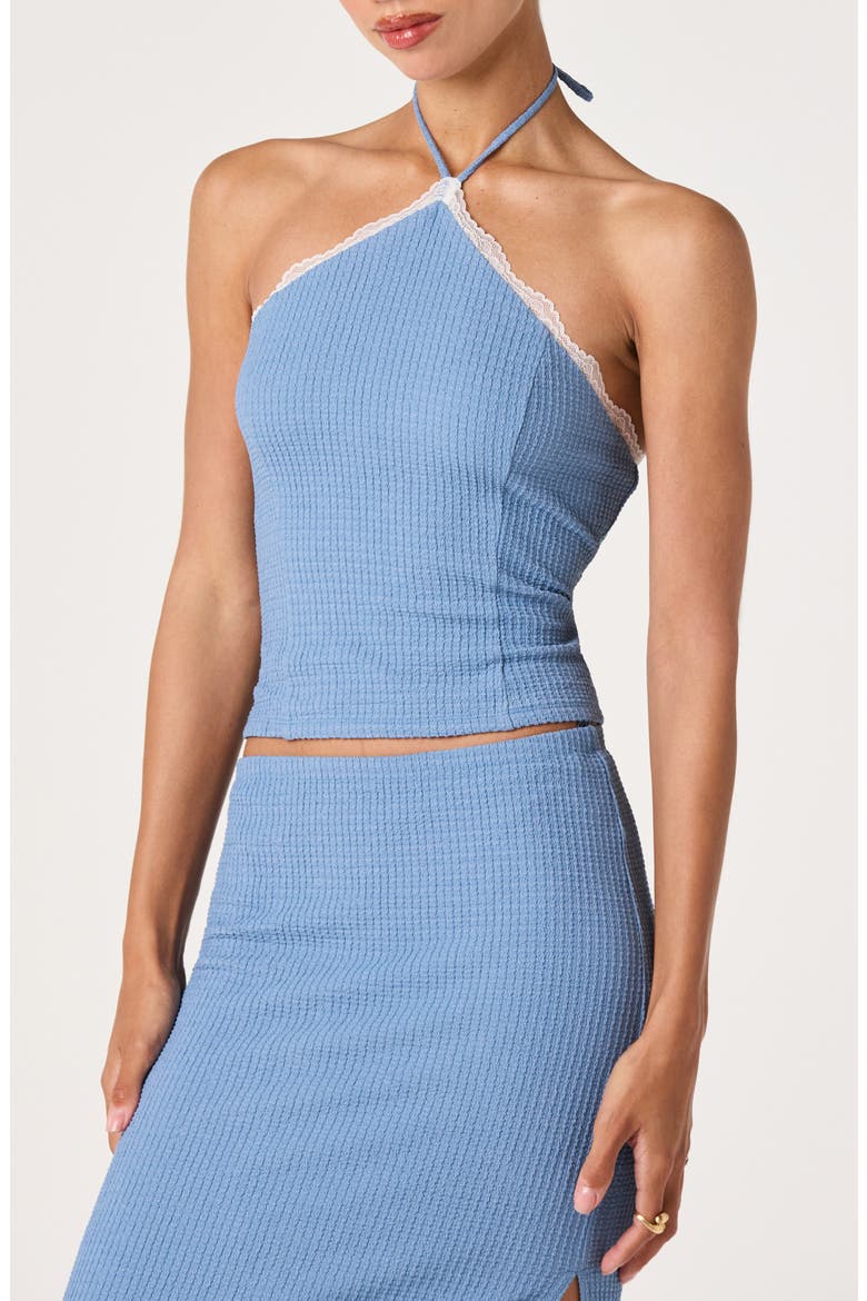 Milana Lace Detail Rib Halter Top, Alternate, color, BLUE
