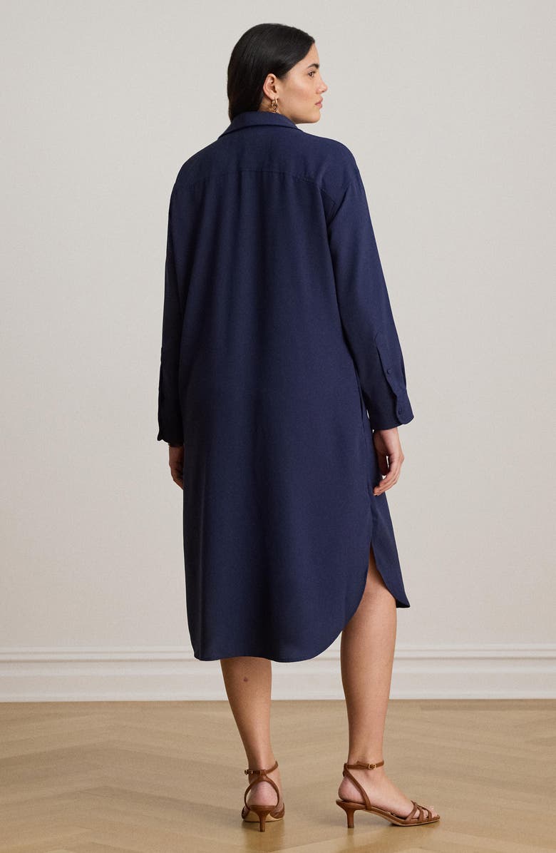 Lauren Ralph Lauren Long Sleeve Double Faced Georgette Shirtdress, Alternate, color, Refined Navy Blue