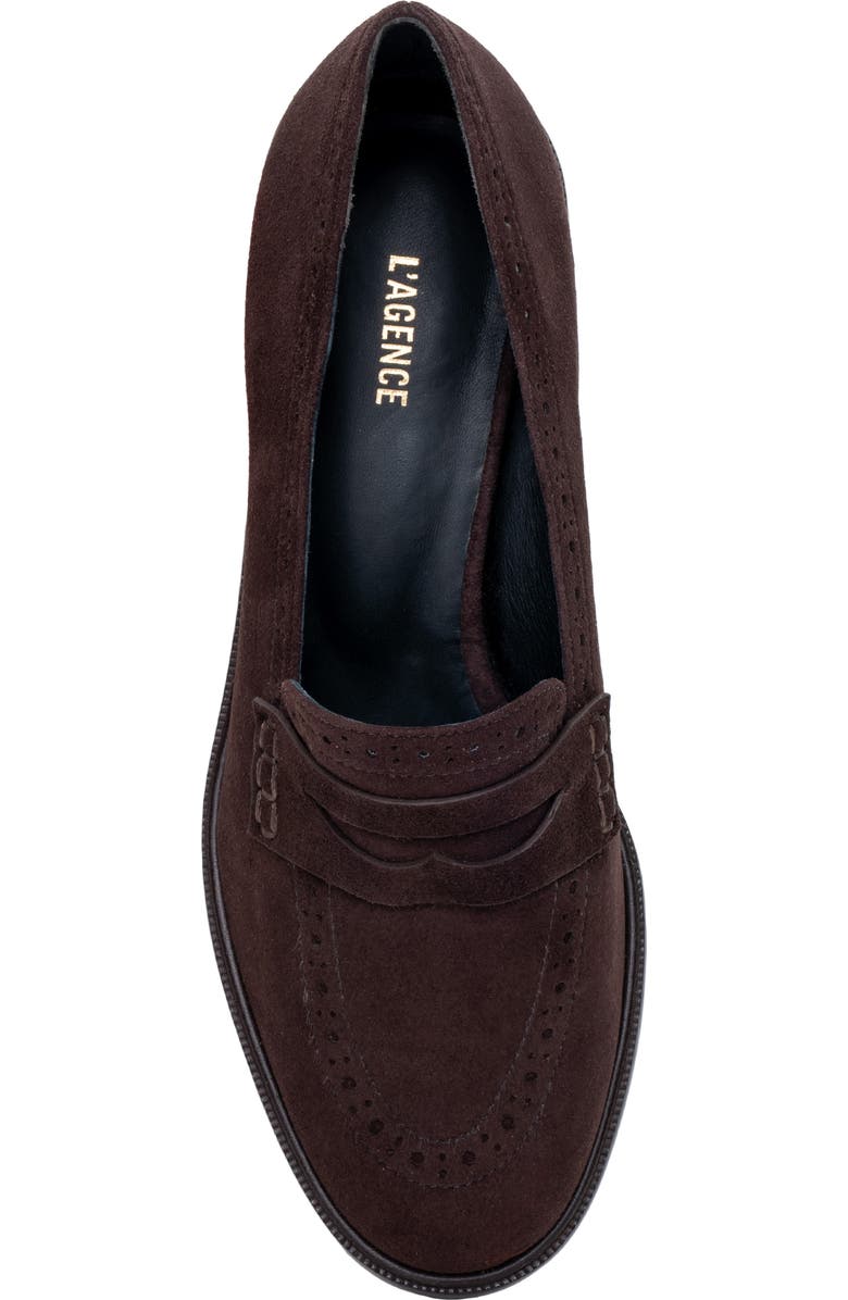 L'AGENCE Avriel Penny Loafer, Alternate, color, Dark Brown Suede