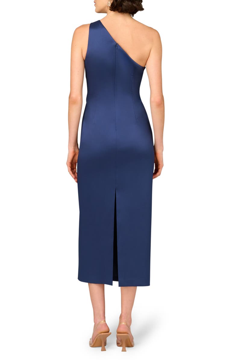 Aidan Mattox One-Shoulder Stretch Mikado Cocktail Dress, Alternate, color, Navy