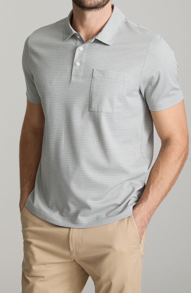 UNTUCKit Gilbert Stripe Pocket Piqué Performance Polo, Main, color, Grey