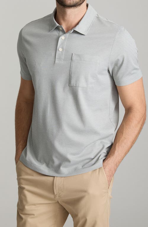 Untuckit Gilbert Stripe Pocket Piqué Performance Polo In Blue