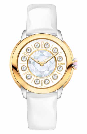 【FENDI】IShine Mother of Pearl Watch レザー ストラップ 38mm Fendi IShine Leather Strap Watch, 38mm | Nordstromrack