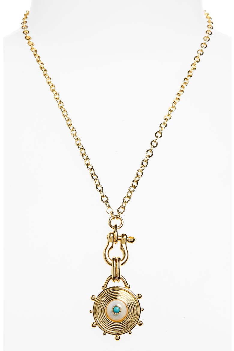 Helm Pendant Necklace, Main, color, GOLD/ PEARL