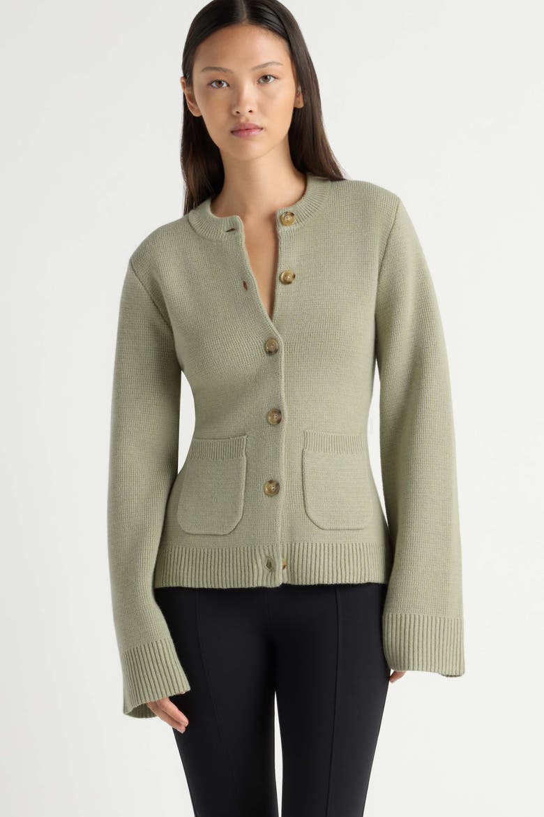 Eames Cotton Wool Button Cardigan, Alternate, color, Pistachio