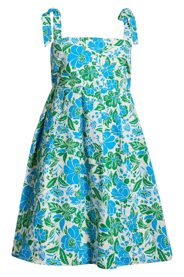 Graica Pleated Midi Dress, Alternate, color, BLUE GREEN WHITE
