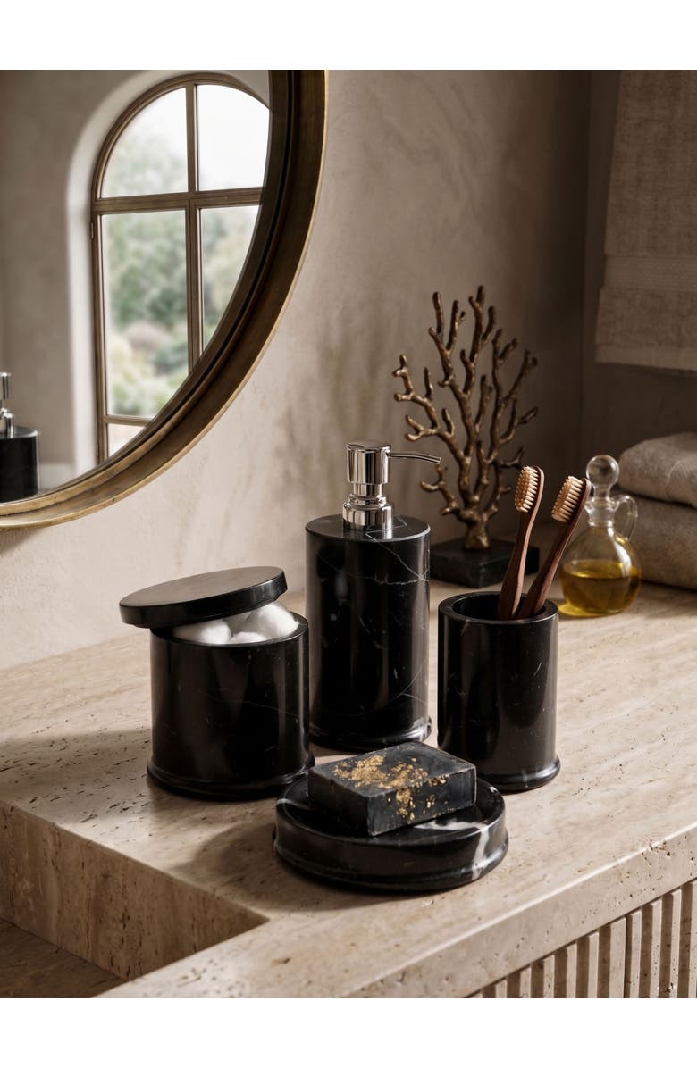 GAURI KOHLI Marquina Marble Bath Accessories, Set of 4, Alternate, color, Black