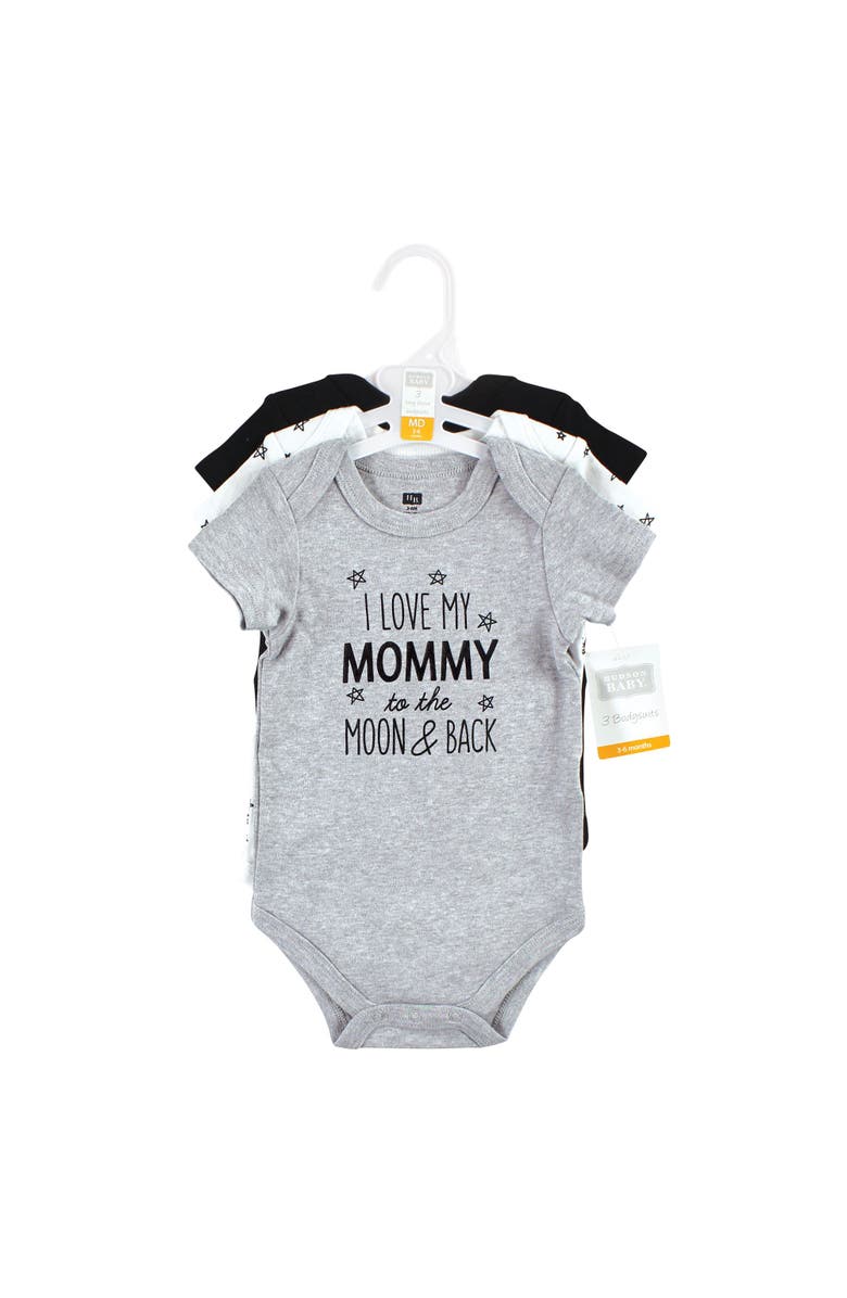 Hudson Baby Cotton 3-Piece Bodysuit Bundle, Alternate, color, Mom Dad Moon Back