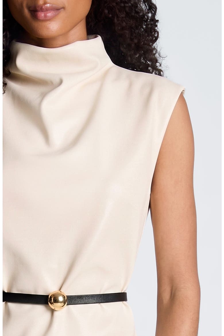 Sleeveless Faux Leather Minidress, Alternate, color, OYSTER