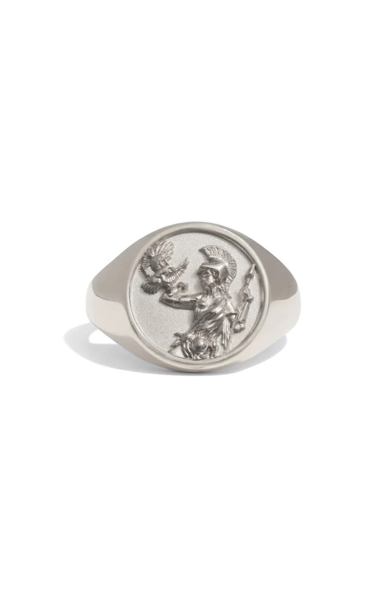 Awe Inspired Goddess Signet Ring, Main, color, Athena/ Sterling Silver