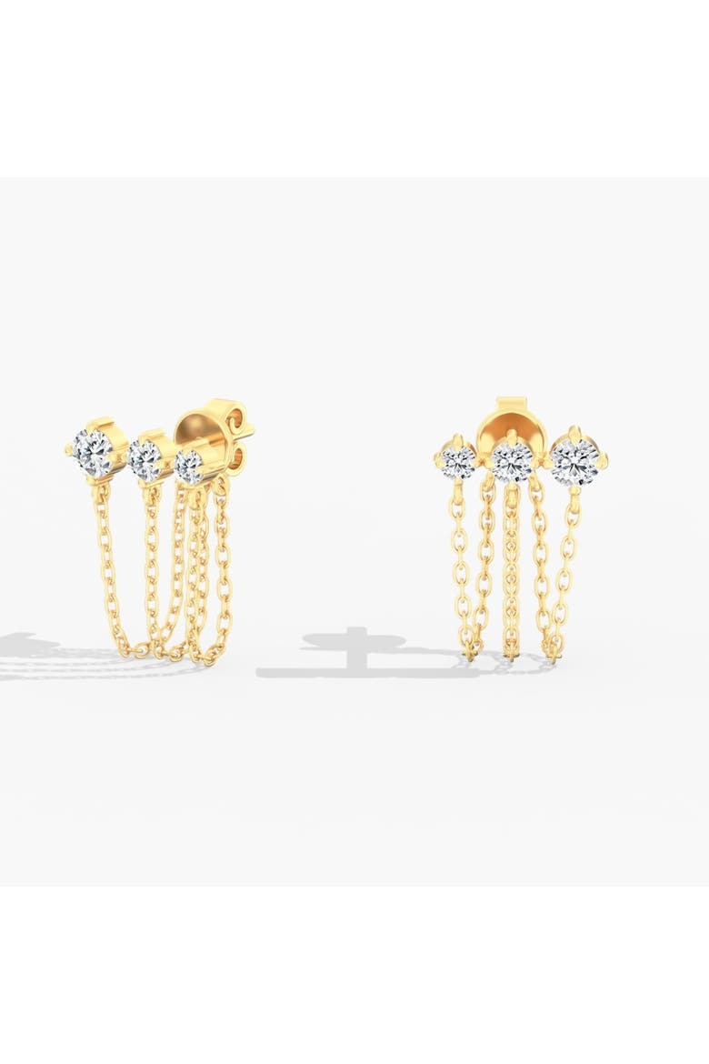 Starlight Triple Chain Stud Lab Diamond Earrings in 14K Gold, Main, color, Yellow Gold